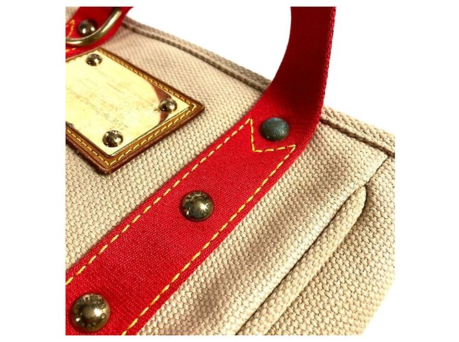 Borsa Tote Louis Vuitton Antigua Cabas PM Rosso Beige - vista 13