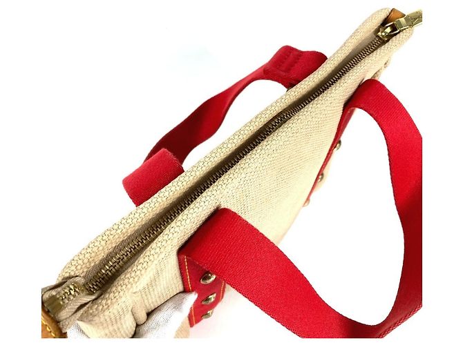 Borsa Tote Louis Vuitton Antigua Cabas PM Rosso Beige - vista 7