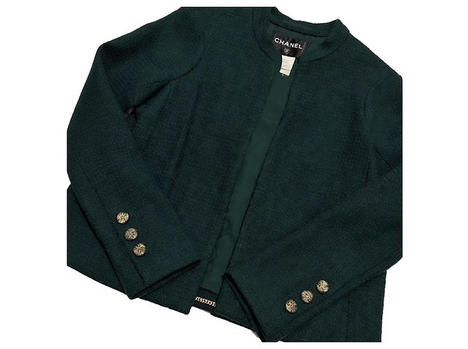 Increíble chaqueta verde de lana Chanel de pasarela - vista 7