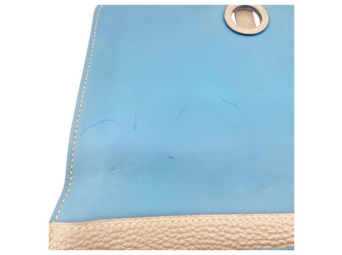Portafoglio Lungo Dogon GM di Hermès in pelle Togo beige e blu - vista 13