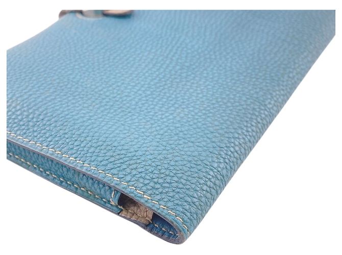 Portafoglio Lungo Dogon GM di Hermès in pelle Togo beige e blu - vista 3