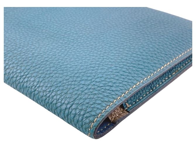 Portafoglio Lungo Dogon GM di Hermès in pelle Togo beige e blu - vista 6