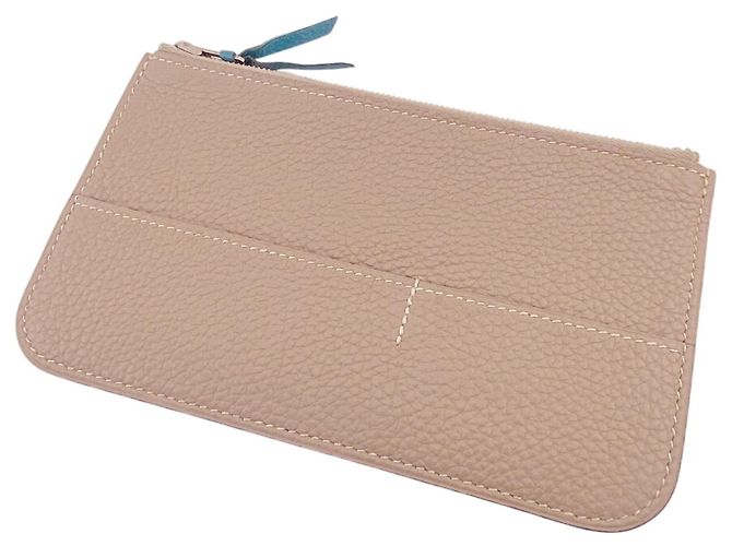 Portafoglio Lungo Dogon GM di Hermès in pelle Togo beige e blu - vista 9