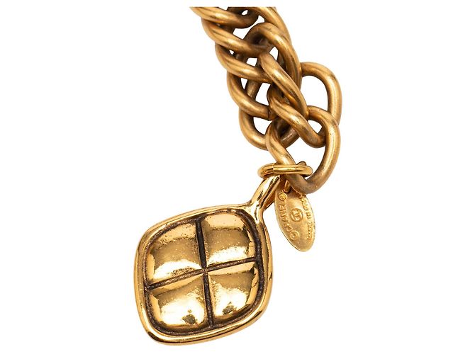 Kette mit Charm aus goldplattiertem Steppdesign von Chanel Golden - Ansicht 3