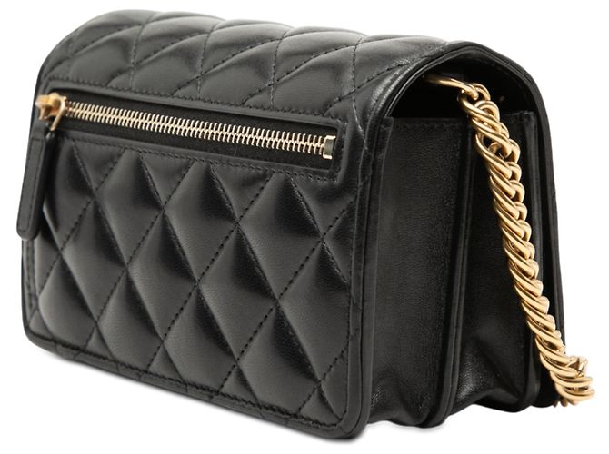Wallet On Chain Portafoglio Bijoux Chanel Mini CC Nero in Pelle di Agnello Trapuntata con Catena - vista 2