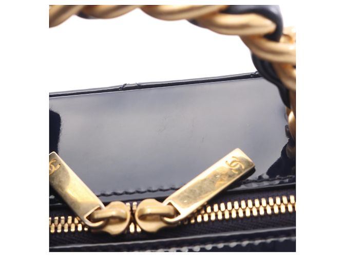 Vanity Chanel Blau CC gesteppter Lack-Kosmetikkoffer Marineblau - Ansicht 8