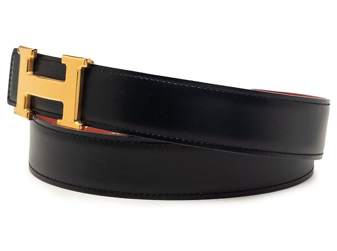 Cintura reversibile Constance H Hermès in vitello nero e Gulliver - vista 2
