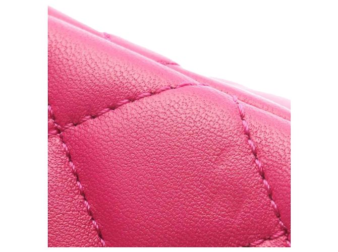 Chanel Mini Flap Rectangular de Cordero Acolchado Rosa - vista 13