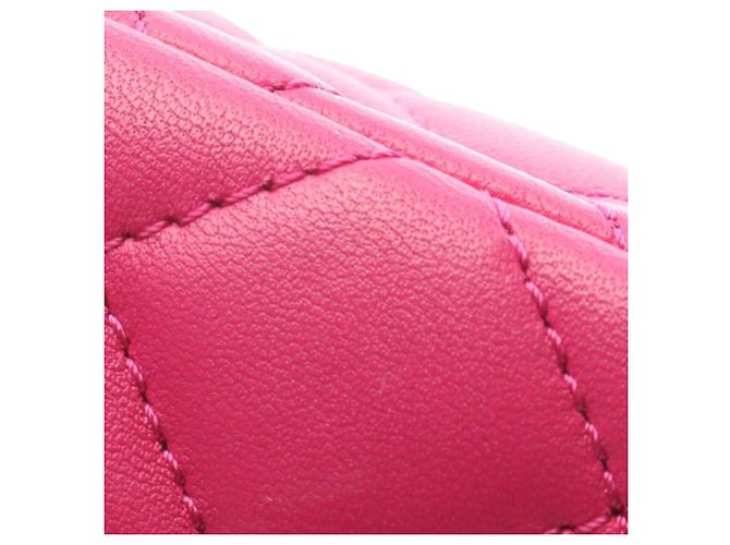 Chanel Mini Flap Rectangular de Cordero Acolchado Rosa - vista 14