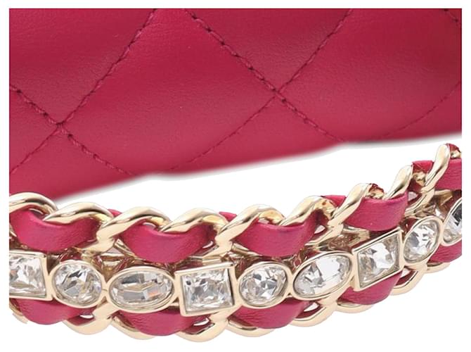 Chanel Mini Flap Rectangular de Cordero Acolchado Rosa - vista 15
