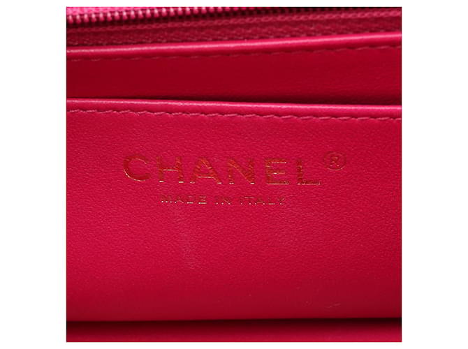 Chanel Mini Flap Rectangular de Cordero Acolchado Rosa - vista 5