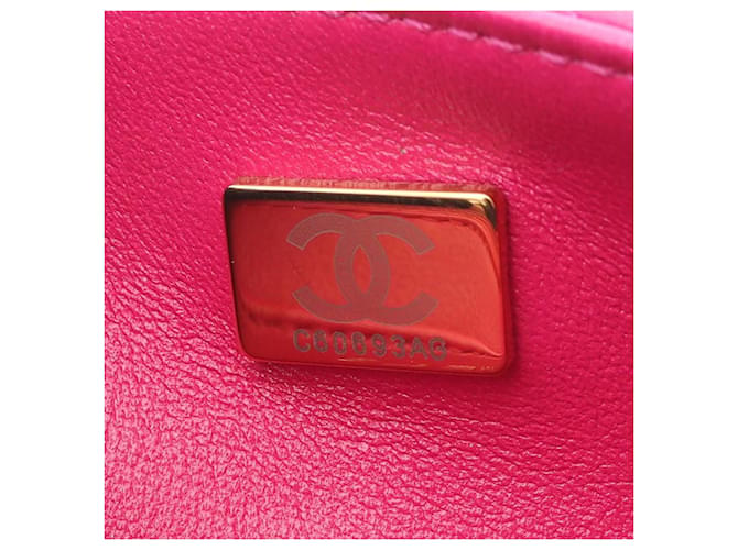 Chanel Mini Flap Rectangular de Cordero Acolchado Rosa - vista 6