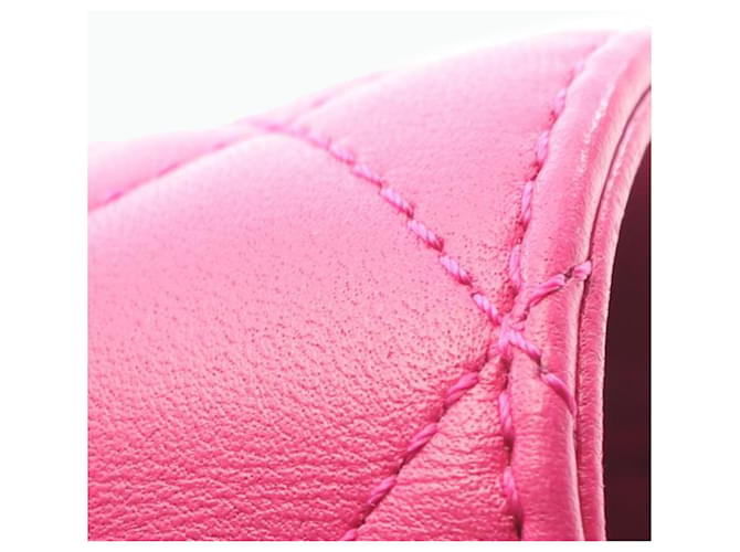 Chanel Mini Flap Rectangular de Cordero Acolchado Rosa - vista 8
