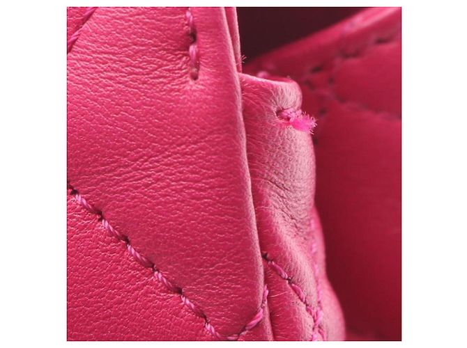 Chanel Mini Flap Rectangular de Cordero Acolchado Rosa - vista 9