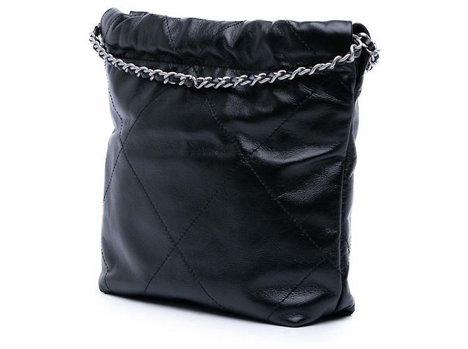 Bolsa Chanel Mini Preta em Couro de Bezerro Brilhante 22 Preto - vista 2