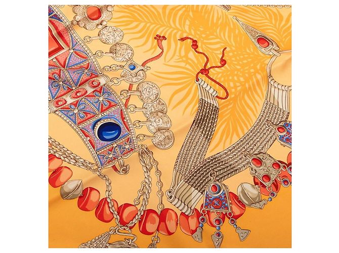 Sciarpa Hermès Carré 90 Terre Preziose Multicolore Arancione - vista 4