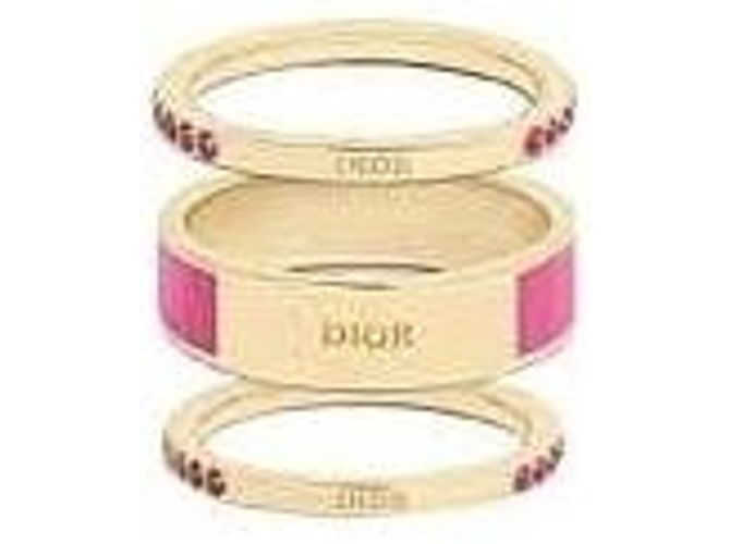 Set di 3 anelli Dior in metallo dorato con lacca bianca e cristalli argentati Rosa D'oro - vista 4