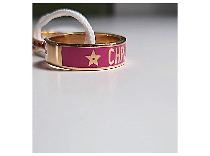 Set di 3 anelli Dior in metallo dorato con lacca bianca e cristalli argentati Rosa D'oro - vista 6