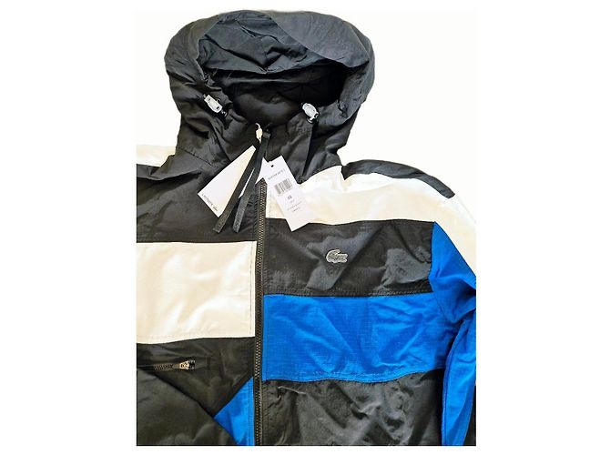 Giacca con cappuccio Lacoste color block Nero Bianco Blu - vista 2