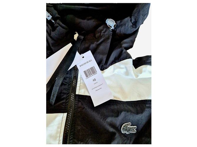 Giacca con cappuccio Lacoste color block Nero Bianco Blu - vista 3