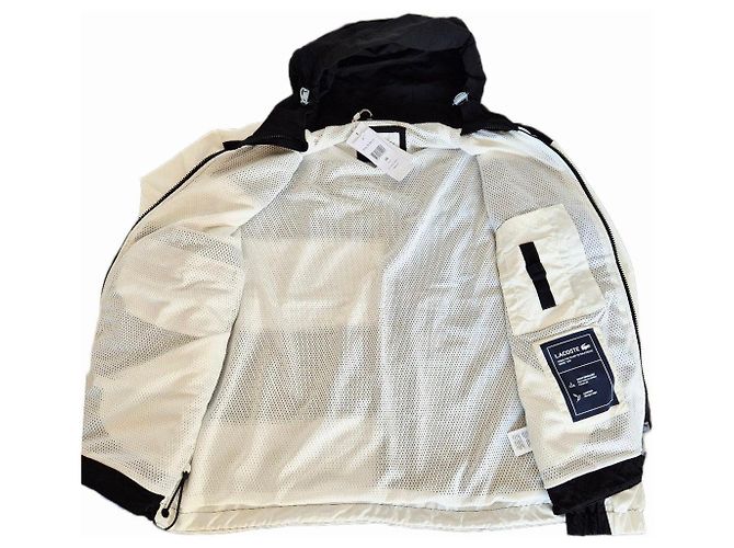 Giacca con cappuccio Lacoste color block Nero Bianco Blu - vista 4