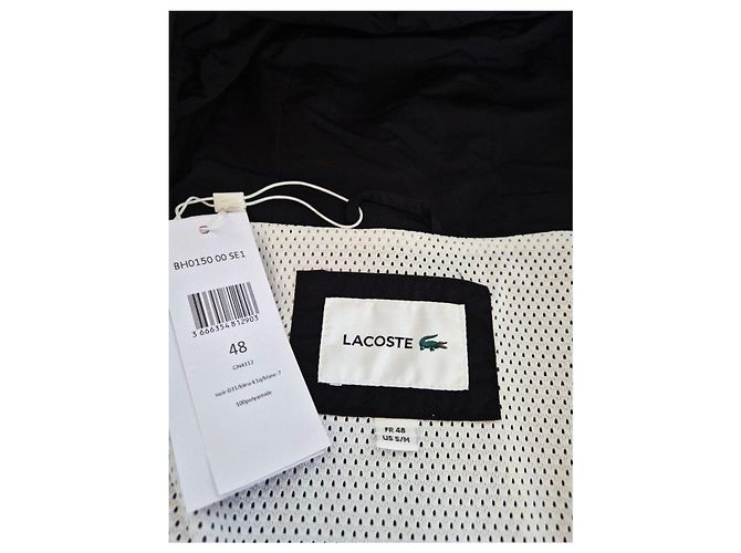 Giacca con cappuccio Lacoste color block Nero Bianco Blu - vista 5
