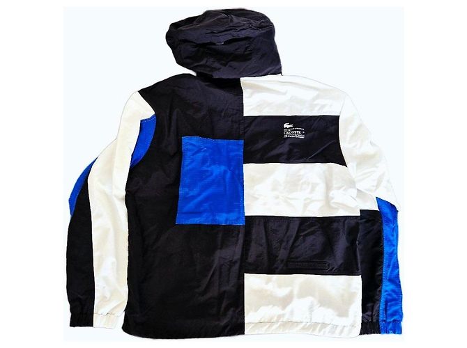 Giacca con cappuccio Lacoste color block Nero Bianco Blu - vista 9