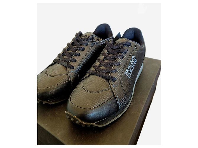 Sneakers neri in pelle Versace Jeans Couture Nero - vista 3