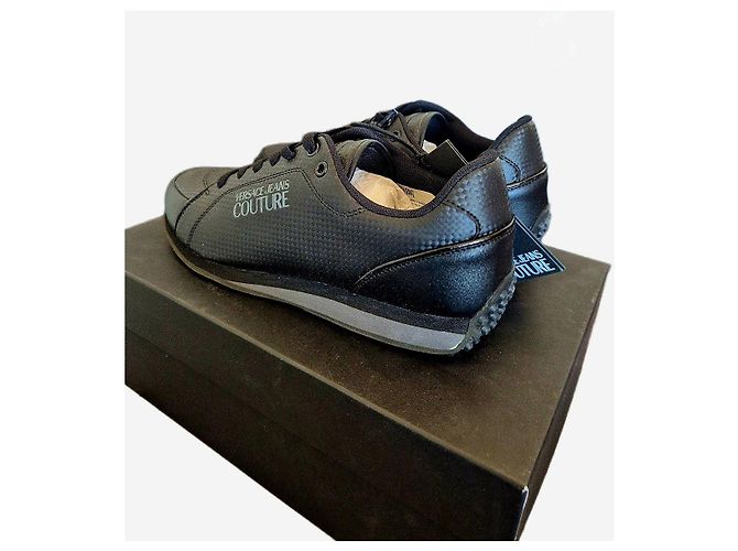 Sneakers neri in pelle Versace Jeans Couture Nero - vista 4
