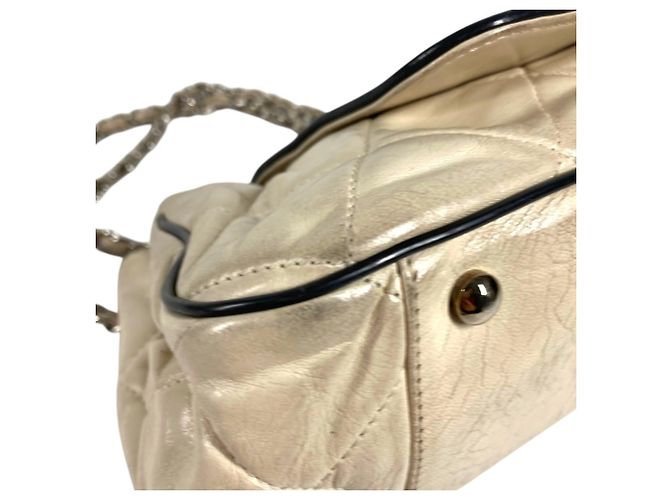 Borsa matelassé Chanel East West CC Coco Mark Logo Nero Beige - vista 8