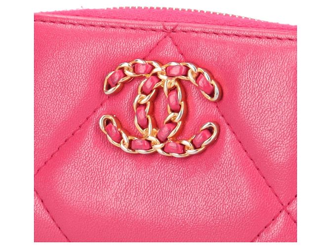 Monedero de piel de cordero Chanel 19 Rosa - vista 10