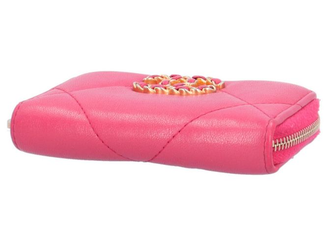 Monedero de piel de cordero Chanel 19 Rosa - vista 4