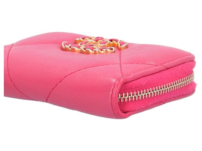Monedero de piel de cordero Chanel 19 Rosa - vista 7