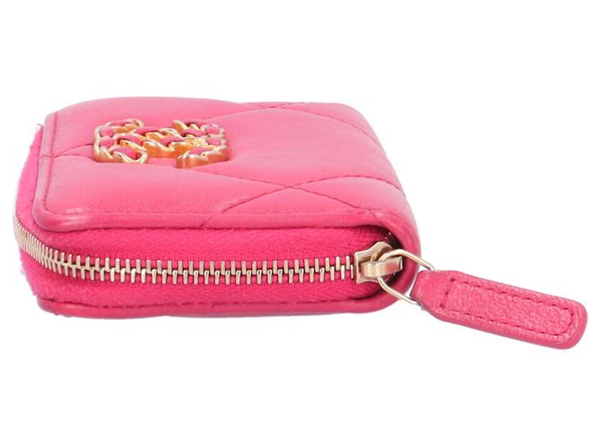 Monedero de piel de cordero Chanel 19 Rosa - vista 8