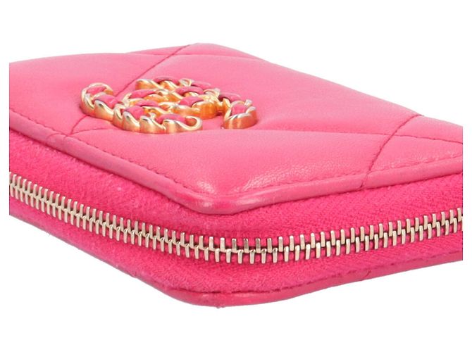 Monedero de piel de cordero Chanel 19 Rosa - vista 9