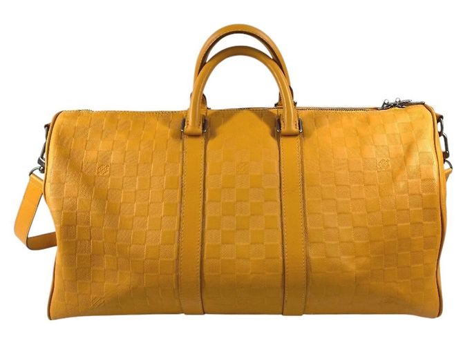 Borsa Keepall Bandoulière 45 Damier Infini Louis Vuitton Giallo - vista 2