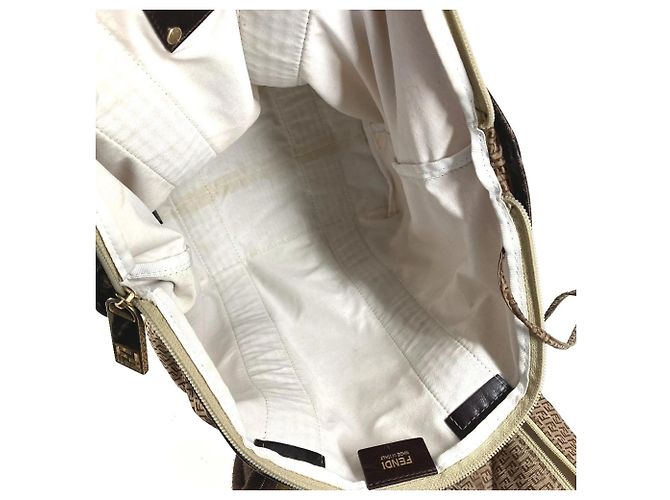 Zucchino Borsa in nylon beige Fendi 7VA240 - vista 10