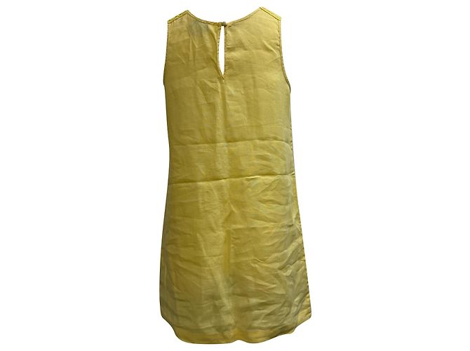 Autre Marque Túnica V-Neck Miguelina en Lino Amarillo Camello - vista 3