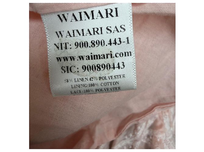 Autre Marque Abito Mini Ricamato Ancora Waimari in Lino Rosa - vista 5