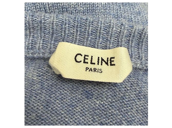 Céline Pull V-neck Celine en cachemire bleu Bleu clair - vue 4