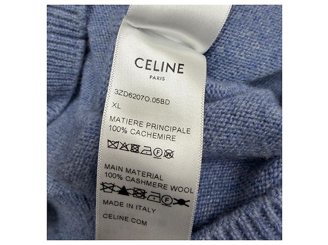 Céline Pull V-neck Celine en cachemire bleu Bleu clair - vue 5