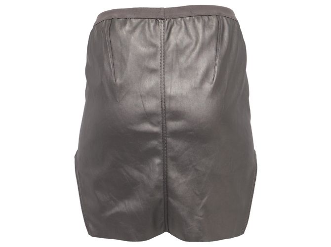Falda Mini Diana en Cuero de Cordero Gris de Rick Owens - vista 3