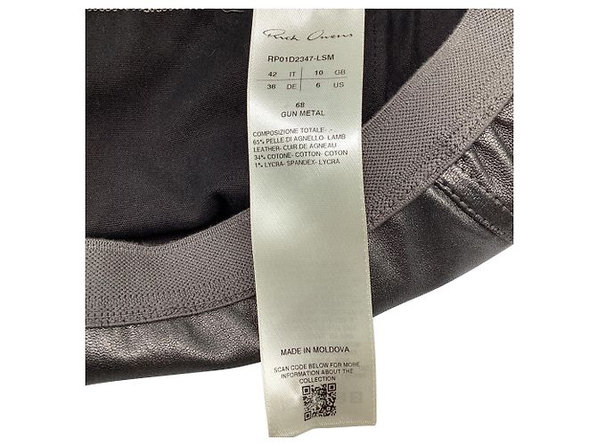 Falda Mini Diana en Cuero de Cordero Gris de Rick Owens - vista 4