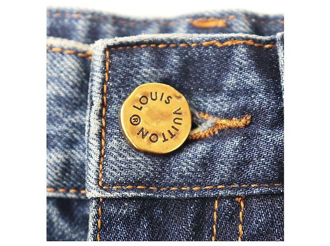 Pantalones de denim de algodón Monogram Louis Vuitton Azul - vista 3