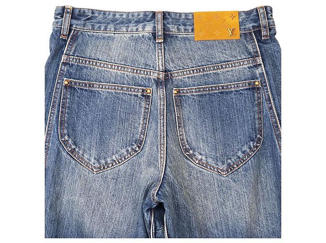 Pantalones de denim de algodón Monogram Louis Vuitton Azul - vista 8