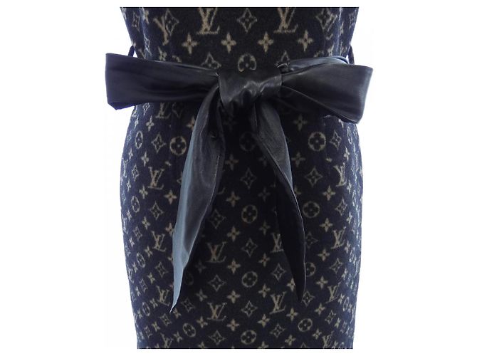 Vestido de mezcla de seda Louis Vuitton Negro Beige - vista 7