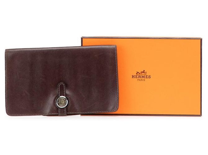 Cartera Larga Dogon MM Swift de Hermès Castaño - vista 11