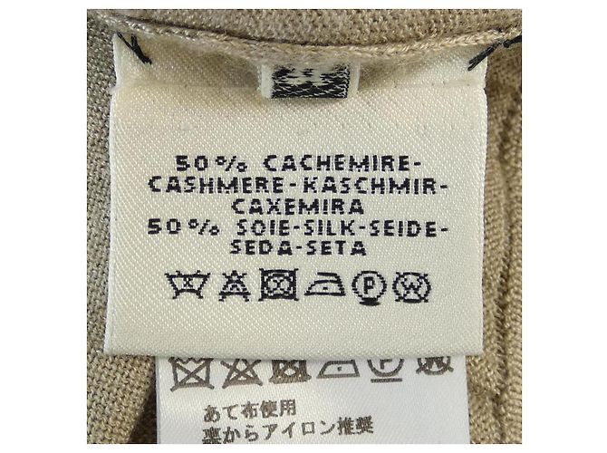 Jersey de seda y cachemira Hermès 34 Beige - vista 3