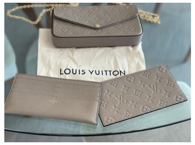 Pochette Félicie Louis Vuitton Pochette Felicie Monogram Empreinte Borsa in Pelle Beige - vista 6