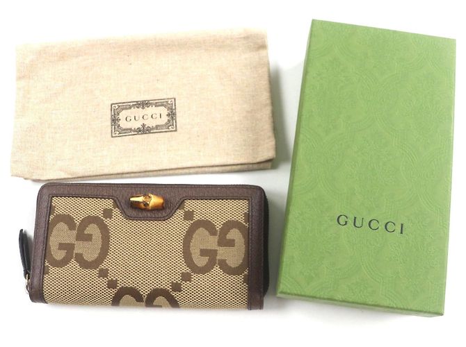Gucci Bamboo Jumbo GG Canvas Geldbörse Braun Beige - Ansicht 2